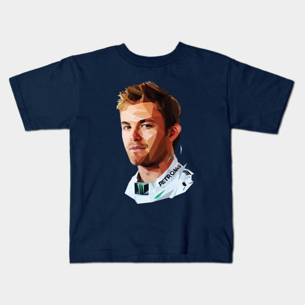 Nico Rosberg Low Poly Kids T-Shirt by pxl_g